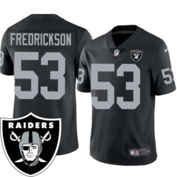 Rob Fredrickson #53 Raiders Team Logo Black Jersey