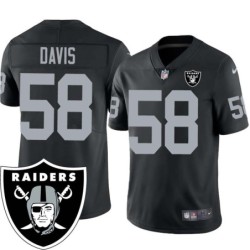 Bruce Davis #58 Raiders Team Logo Black Jersey