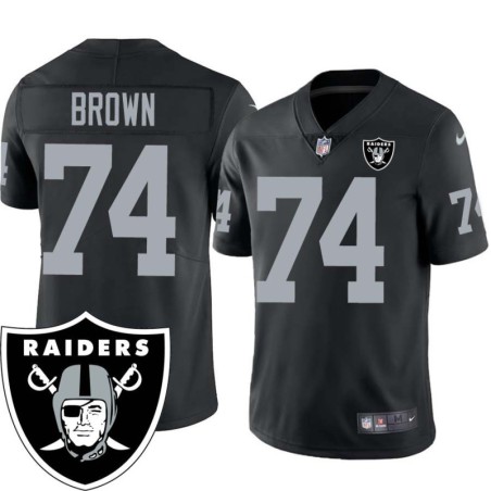 Doug Brown #74 Raiders Team Logo Black Jersey