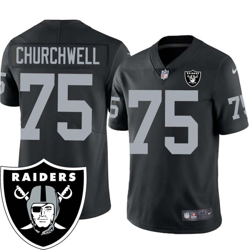 Don Churchwell #75 Raiders Team Logo Black Jersey