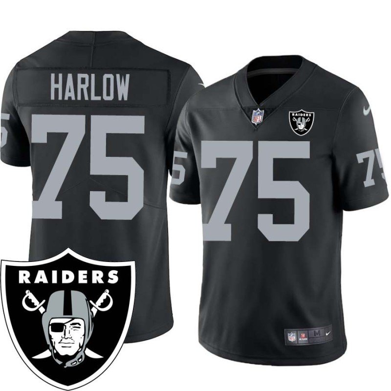 Pat Harlow #75 Raiders Team Logo Black Jersey