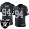 Jarvis Moss #94 Raiders Team Logo Black Jersey