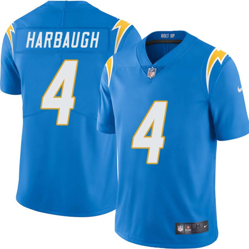 Chargers #4 Jim Harbaugh BOLT UP Powder Blue Jersey