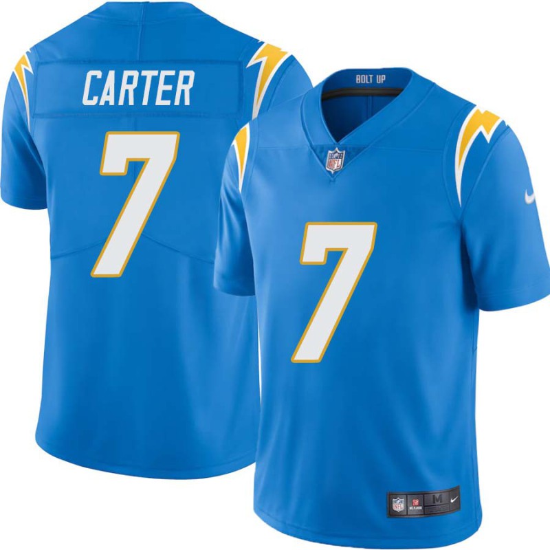 Chargers #7 Virgil Carter BOLT UP Powder Blue Jersey