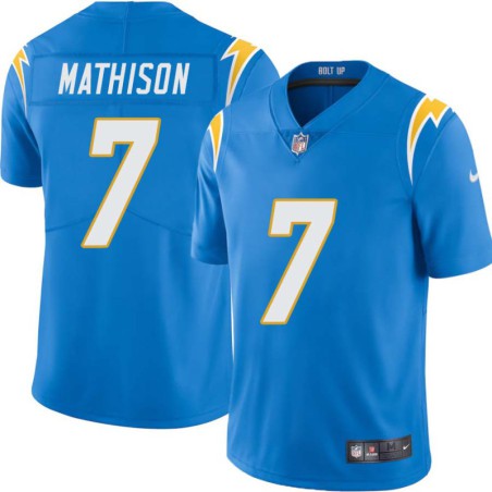 Chargers #7 Bruce Mathison BOLT UP Powder Blue Jersey