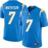 Chargers #7 Bruce Mathison BOLT UP Powder Blue Jersey