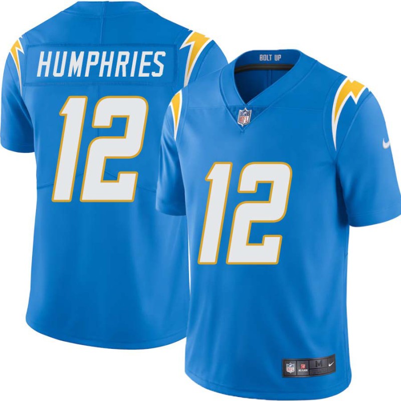 Chargers #12 Stan Humphries BOLT UP Powder Blue Jersey