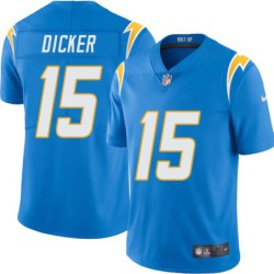 Chargers #15 Cameron Dicker BOLT UP Powder Blue Jersey