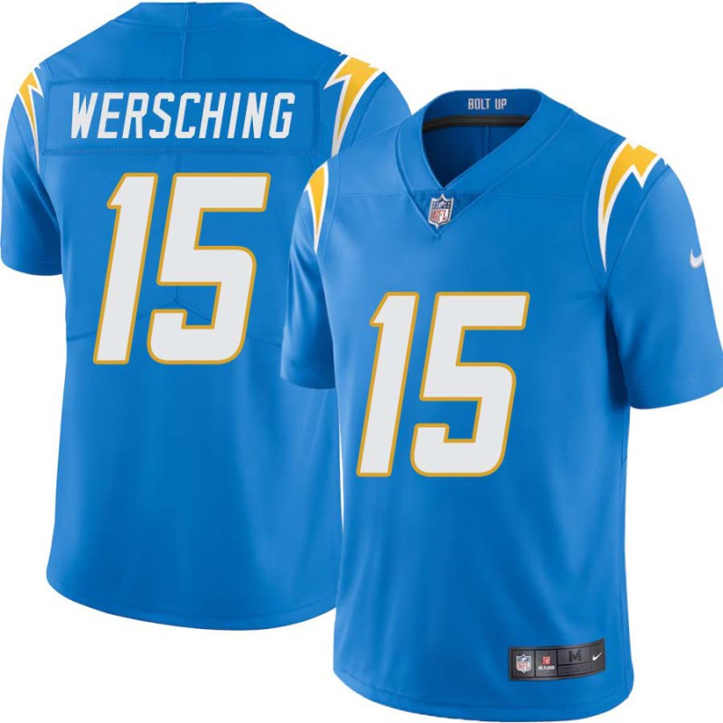 Chargers #15 Ray Wersching BOLT UP Powder Blue Jersey