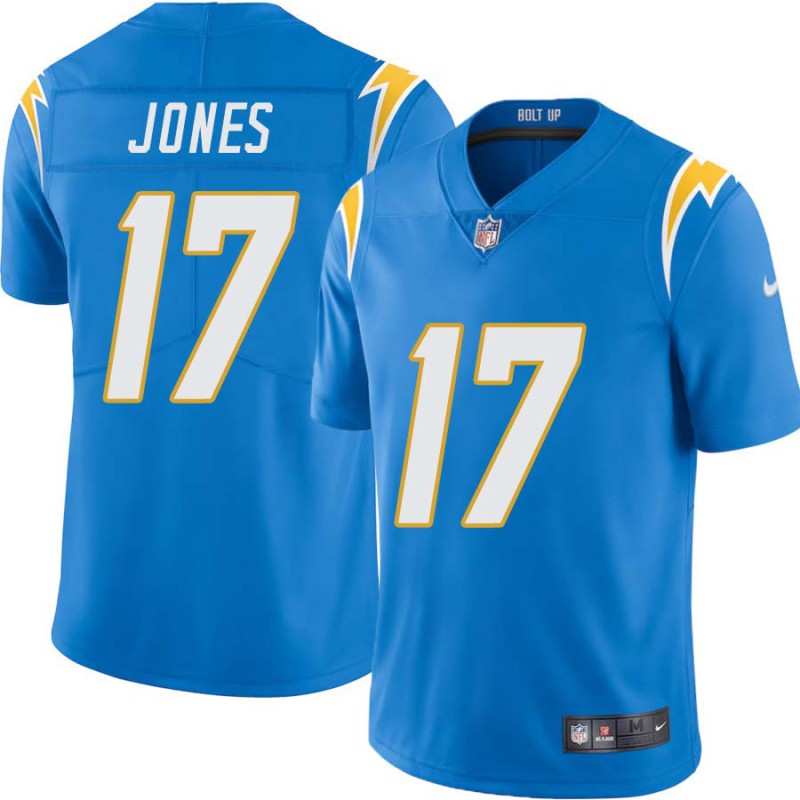 Chargers #17 Charlie Jones BOLT UP Powder Blue Jersey