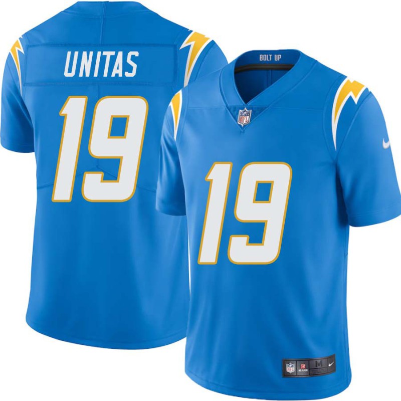 Chargers #19 Johnny Unitas BOLT UP Powder Blue Jersey