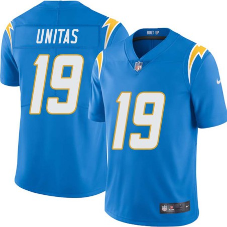 Chargers #19 Johnny Unitas BOLT UP Powder Blue Jersey