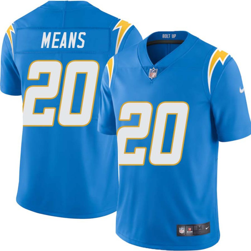 Chargers #20 Natrone Means BOLT UP Powder Blue Jersey