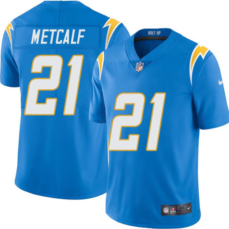 Chargers #21 Eric Metcalf BOLT UP Powder Blue Jersey