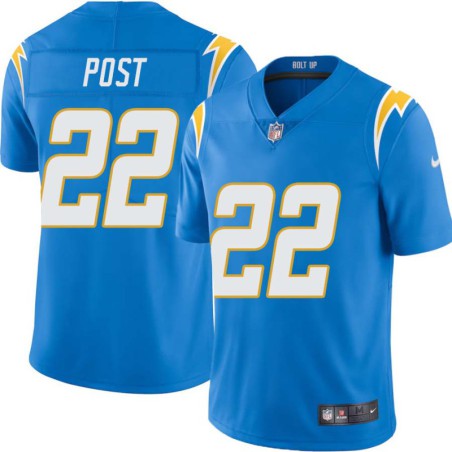 Chargers #22 Dickie Post BOLT UP Powder Blue Jersey