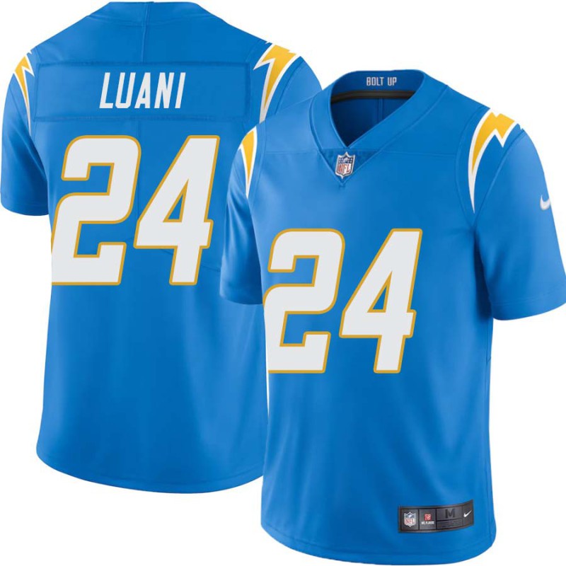 Chargers #24 Shalom Luani BOLT UP Powder Blue Jersey