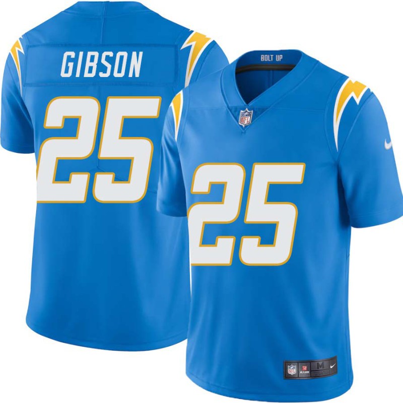 Chargers #25 Claude Gibson BOLT UP Powder Blue Jersey