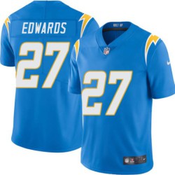 Chargers #27 Glen Edwards BOLT UP Powder Blue Jersey