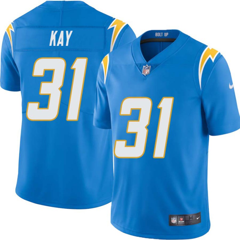 Chargers #31 Bill Kay BOLT UP Powder Blue Jersey