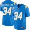 Chargers #34 LaRue Harrington BOLT UP Powder Blue Jersey