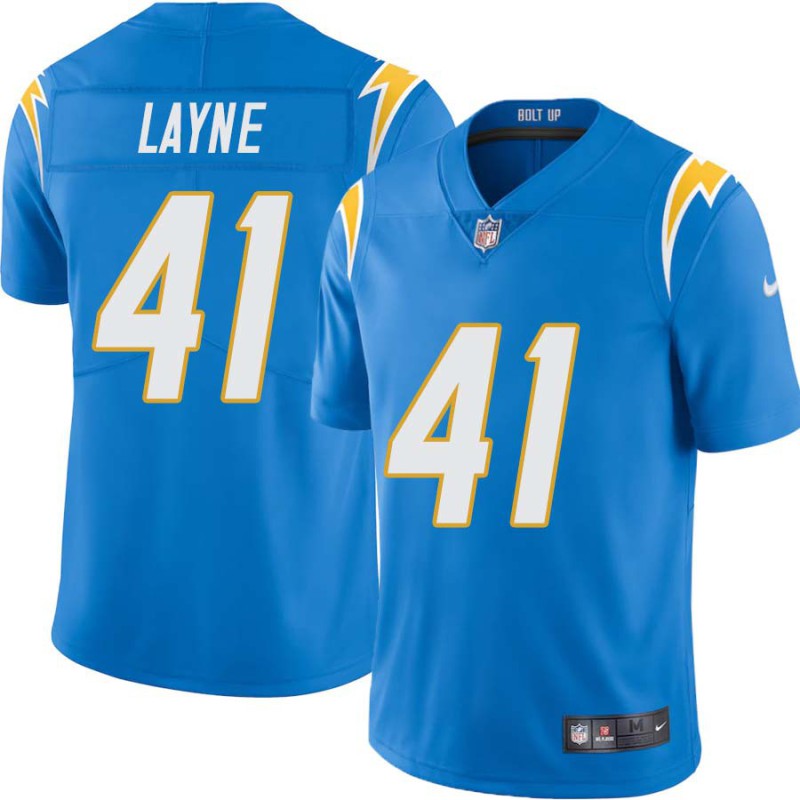 Chargers #41 Raheem Layne BOLT UP Powder Blue Jersey