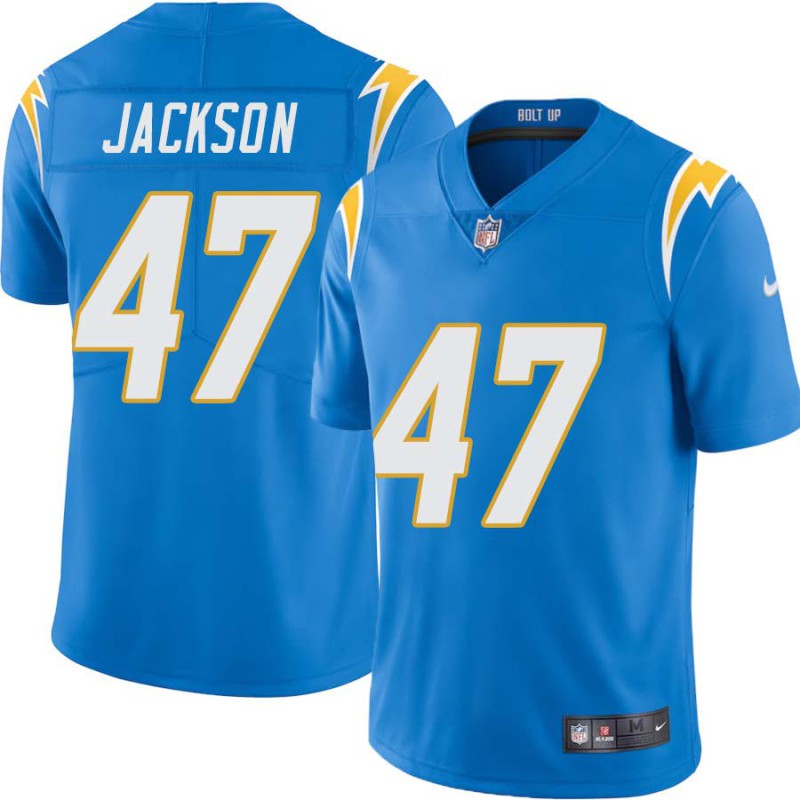 Chargers #47 Greg Jackson BOLT UP Powder Blue Jersey