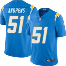 Chargers #51 Billy Andrews BOLT UP Powder Blue Jersey