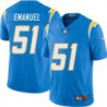 Chargers #51 Kyle Emanuel BOLT UP Powder Blue Jersey