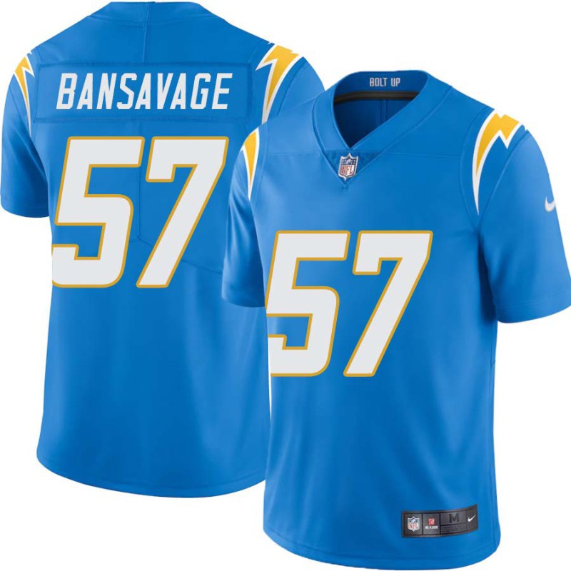 Chargers #57 Al Bansavage BOLT UP Powder Blue Jersey