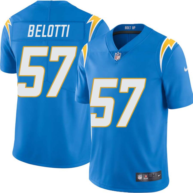 Chargers #57 George Belotti BOLT UP Powder Blue Jersey