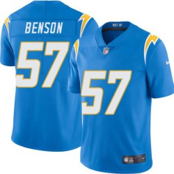 Chargers #57 Thomas Benson BOLT UP Powder Blue Jersey