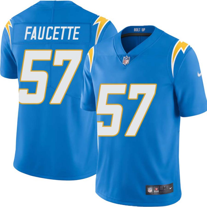 Chargers #57 Chuck Faucette BOLT UP Powder Blue Jersey