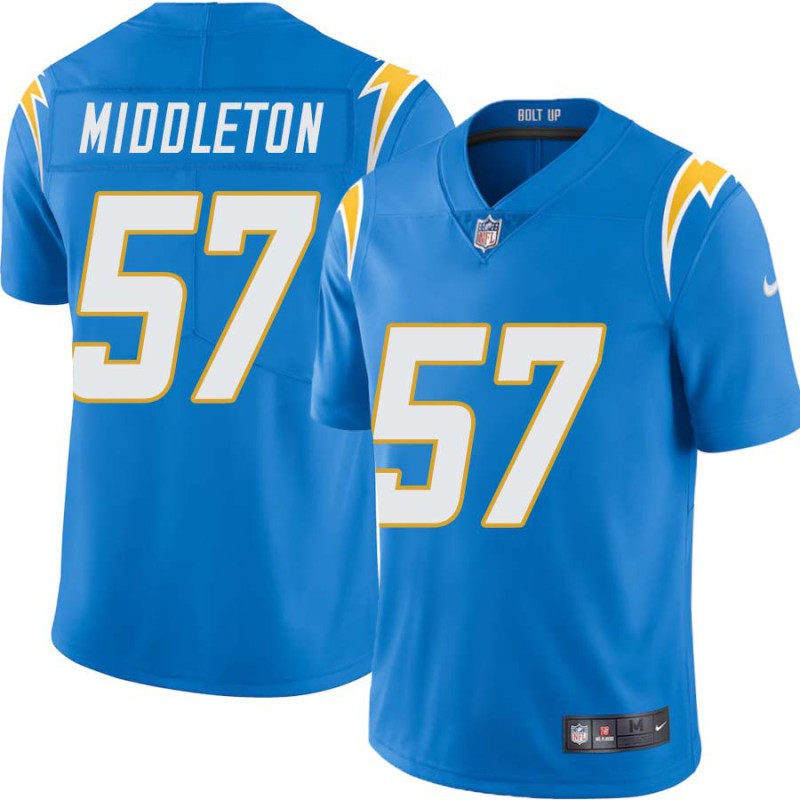 Chargers #57 Rick Middleton BOLT UP Powder Blue Jersey