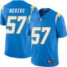 Chargers #57 Zeke Moreno BOLT UP Powder Blue Jersey