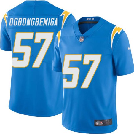 Chargers #57 Amen Ogbongbemiga BOLT UP Powder Blue Jersey