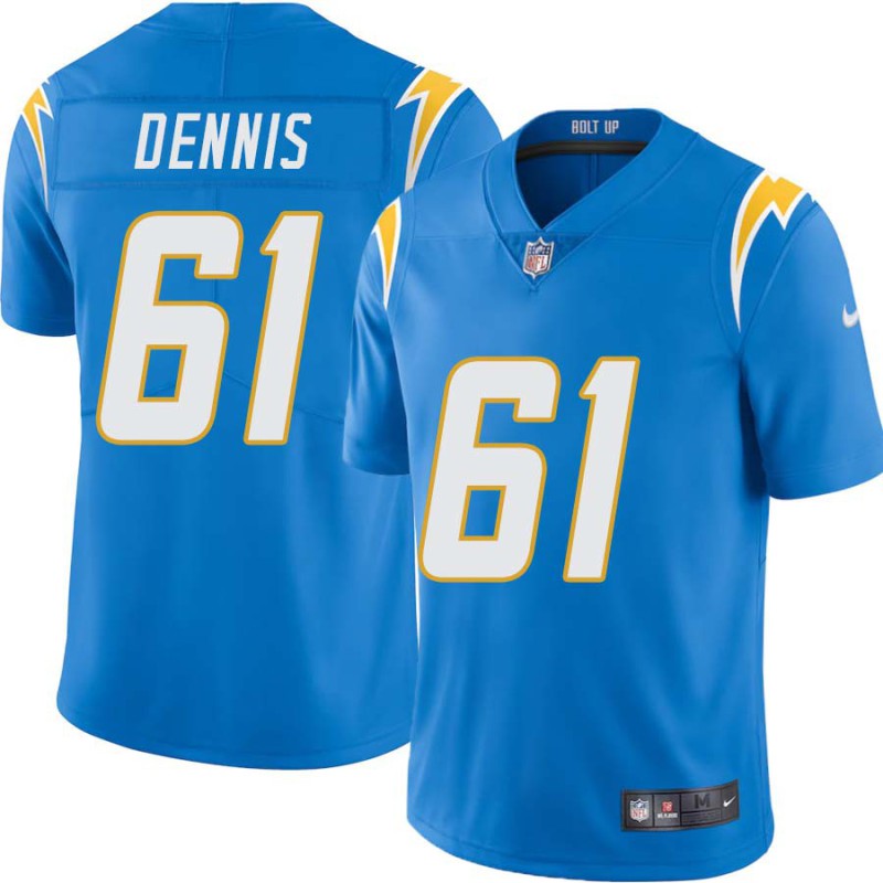 Chargers #61 Al Dennis BOLT UP Powder Blue Jersey