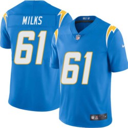 Chargers #61 John Milks BOLT UP Powder Blue Jersey