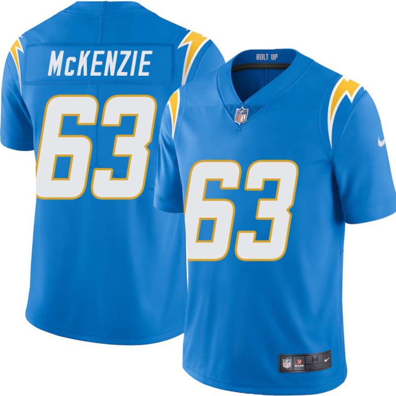 Chargers #63 Raleigh McKenzie BOLT UP Powder Blue Jersey