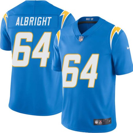 Chargers #64 Ethan Albright BOLT UP Powder Blue Jersey