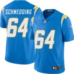 Chargers #64 Jim Schmedding BOLT UP Powder Blue Jersey