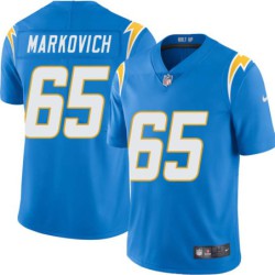 Chargers #65 Mark Markovich BOLT UP Powder Blue Jersey