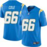Chargers #66 Fred Cole BOLT UP Powder Blue Jersey