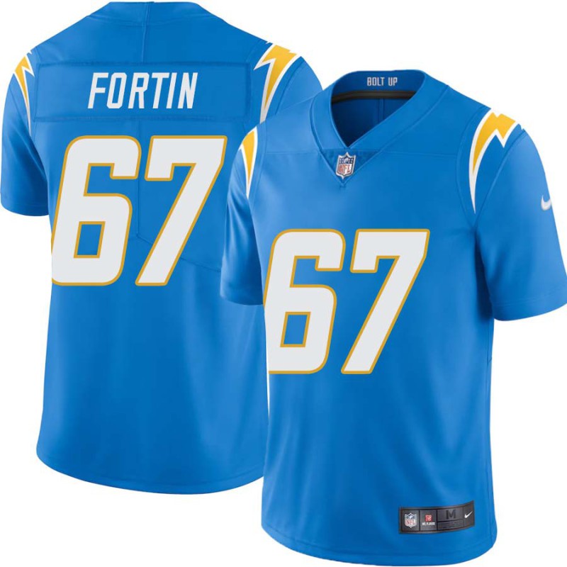 Chargers #67 Roman Fortin BOLT UP Powder Blue Jersey