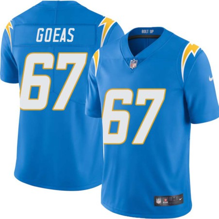 Chargers #67 Leo Goeas BOLT UP Powder Blue Jersey