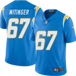 Chargers #67 Bob Mitinger BOLT UP Powder Blue Jersey