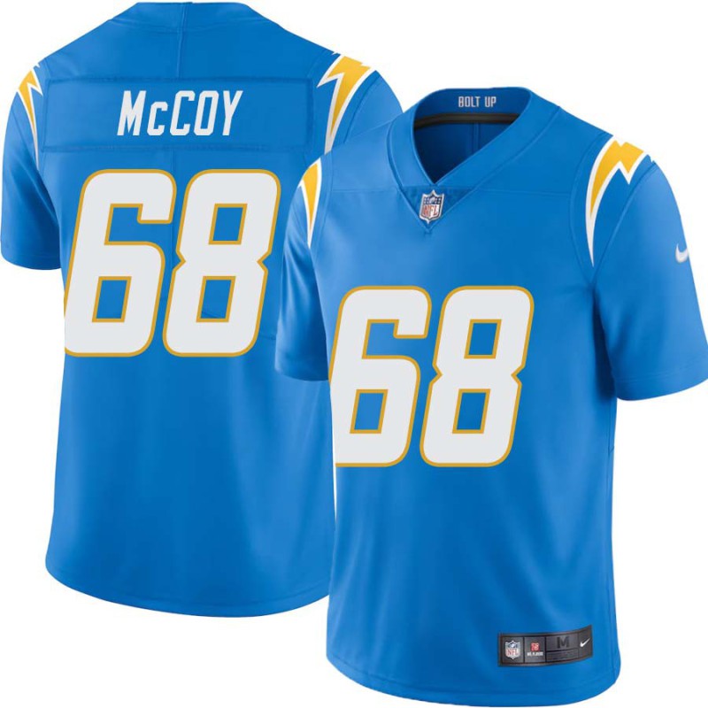 Chargers #68 Lloyd McCoy BOLT UP Powder Blue Jersey