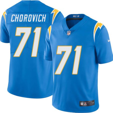 Chargers #71 Dick Chorovich BOLT UP Powder Blue Jersey