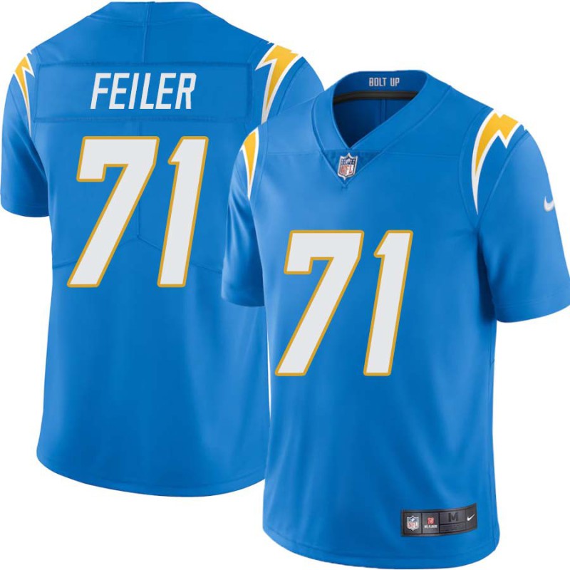 Chargers #71 Matt Feiler BOLT UP Powder Blue Jersey