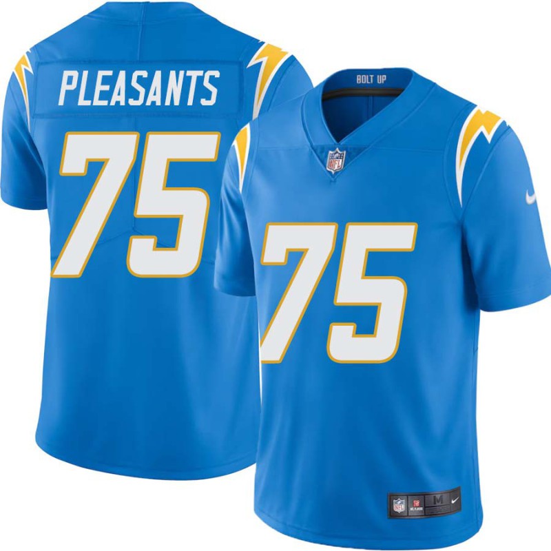 Chargers #75 Austen Pleasants BOLT UP Powder Blue Jersey