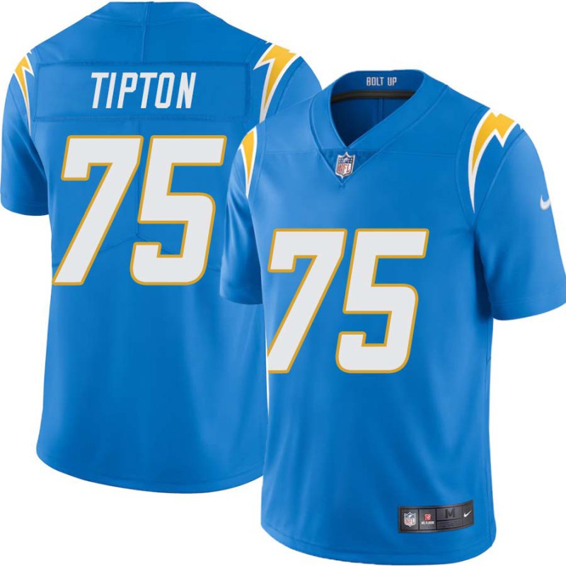 Chargers #75 Dave Tipton BOLT UP Powder Blue Jersey